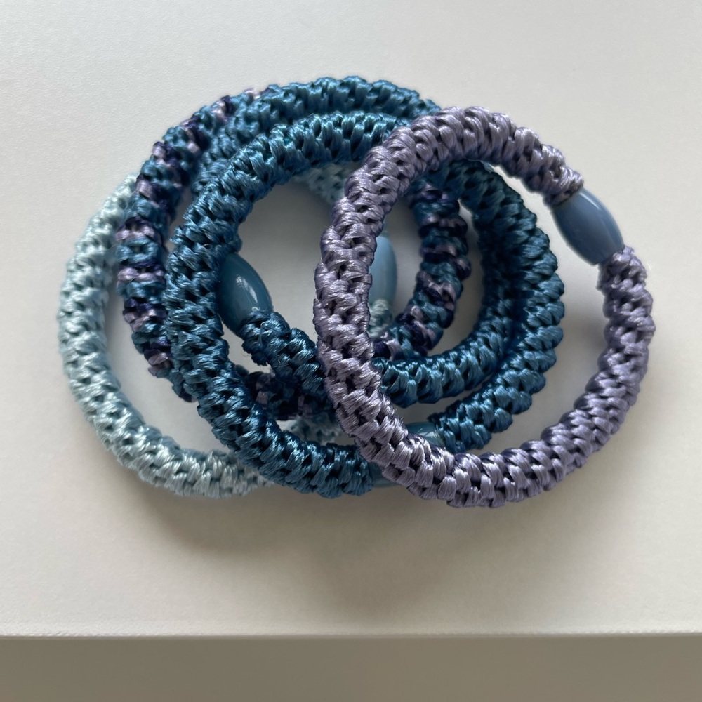 Set of Blue and Purple Braided Hairties